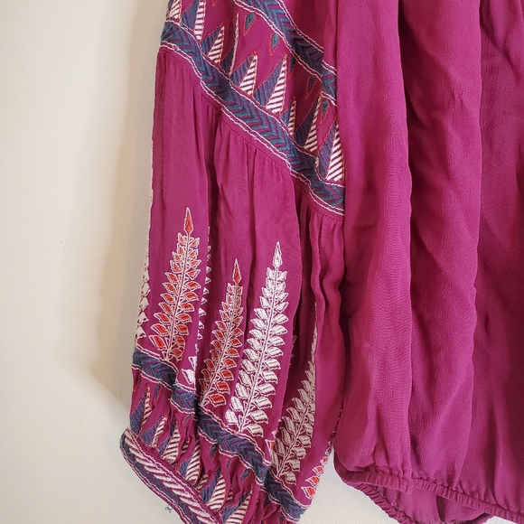 Free People Womens Embroidered Floral Off Shoulder Top Size Small - Picture 4 of 9